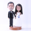 Picture of Custom Bobblehead Doll: Black Suit Groom and White Dressed Bride on Wedding