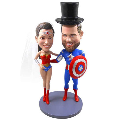 Picture of Custom Bobblehead Doll: Captain America & Wonder Woman